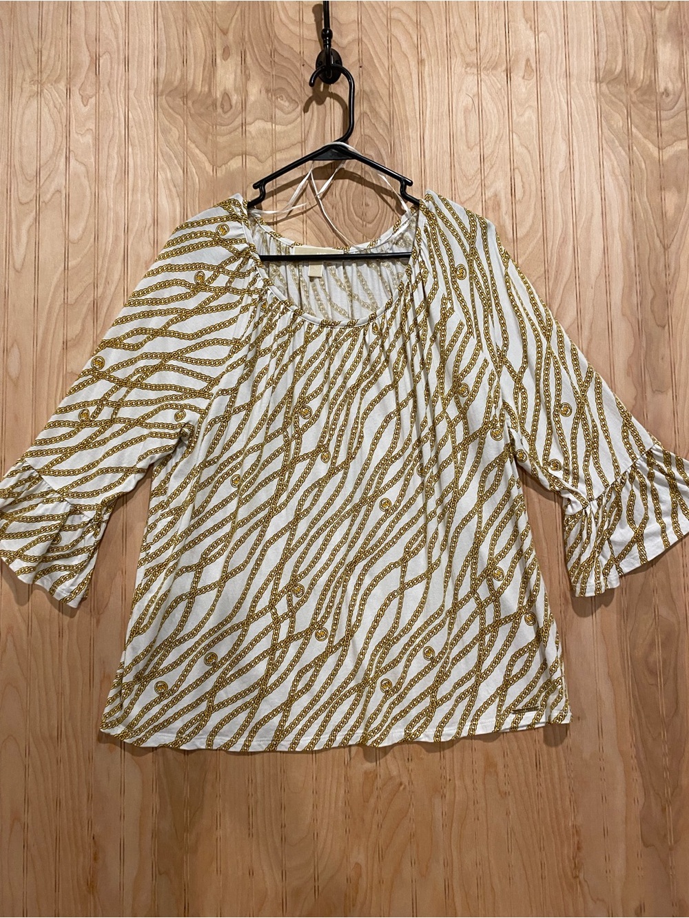 Michael Kors White & Gold Chain-Print Tunic